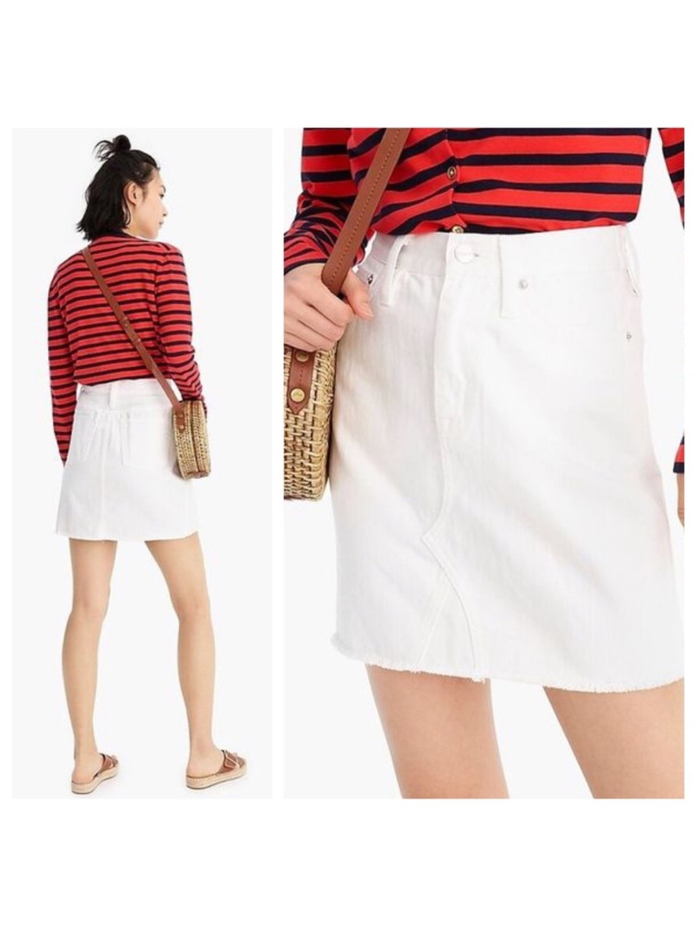 J crew:Women’s Cream white Denim Mini Skirt size 29